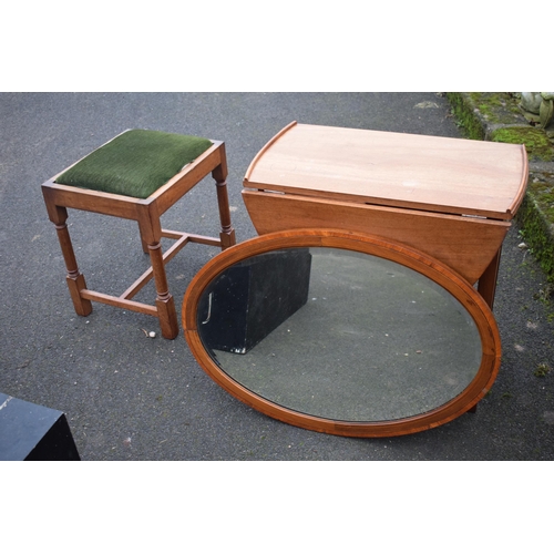 407 - A collection of early 20th century furniture to include a an African wood dropleaf table, an inlaid ... 