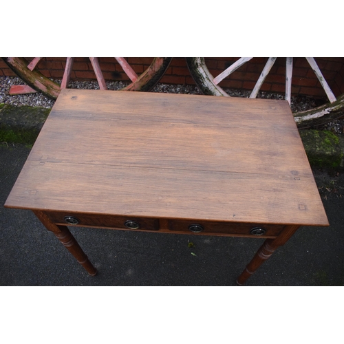 408 - Edwardian fruitwood or similar 2-drawer side table. 85  x 57 x 75cm tall. 

In good functional condi... 