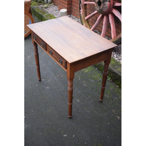 408 - Edwardian fruitwood or similar 2-drawer side table. 85  x 57 x 75cm tall. 

In good functional condi... 