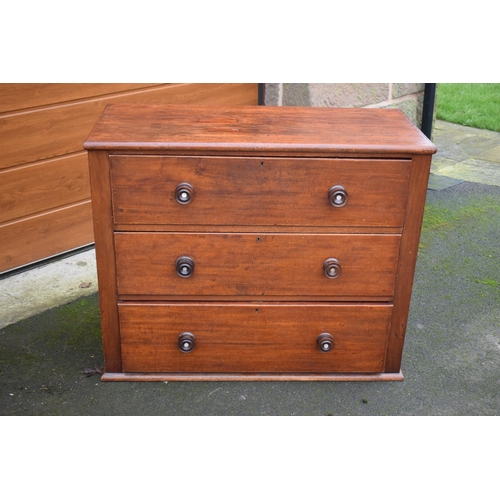 409 - Late 19th / early 20th century chest of 3 drawers with turned drawer handles. 106 x 46 x 87cm tall. ... 