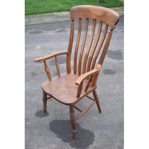 415 - Victorian high-backed farmhouse chair. 115cm tall. 

In good functional condition with some scratche... 