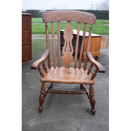 416 - Victorian high-backed farmhouse chair (legs cut down) 94cm tall. 

In good functional condition with... 