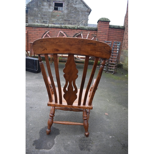 416 - Victorian high-backed farmhouse chair (legs cut down) 94cm tall. 

In good functional condition with... 