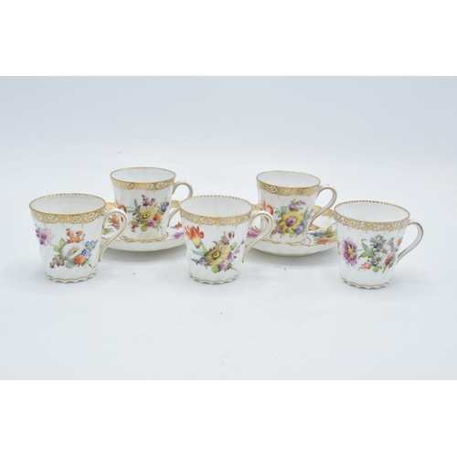 62 - A collection of Dresden fine bone china to include a pair of cups and saucers together with 3 cups a... 