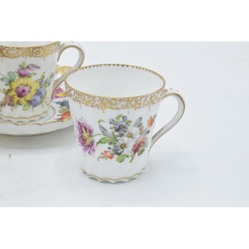 62 - A collection of Dresden fine bone china to include a pair of cups and saucers together with 3 cups a... 