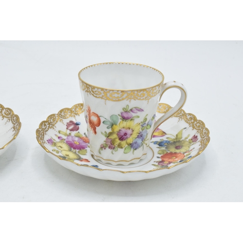 62 - A collection of Dresden fine bone china to include a pair of cups and saucers together with 3 cups a... 