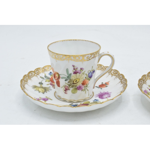 62 - A collection of Dresden fine bone china to include a pair of cups and saucers together with 3 cups a... 