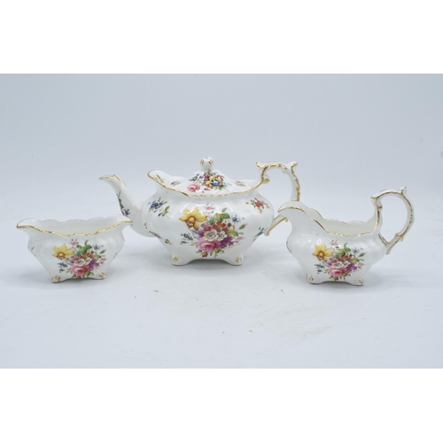 74 - Hammersley small teapot, milk and sugar decorated with floral sprays (3). In good condition with no ... 