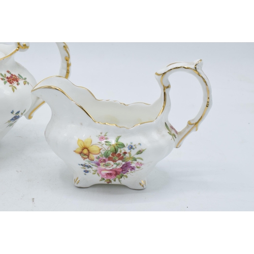 74 - Hammersley small teapot, milk and sugar decorated with floral sprays (3). In good condition with no ... 