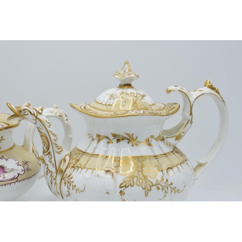 75 - A mid 19th century Ridgway imperial shaped teapot together with one similar example (unmarked). In g... 