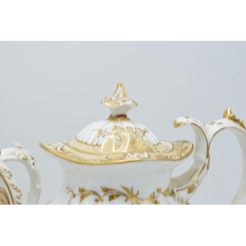 75 - A mid 19th century Ridgway imperial shaped teapot together with one similar example (unmarked). In g... 