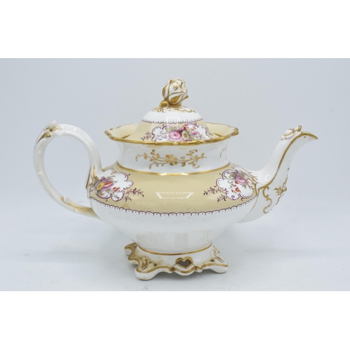 75 - A mid 19th century Ridgway imperial shaped teapot together with one similar example (unmarked). In g... 