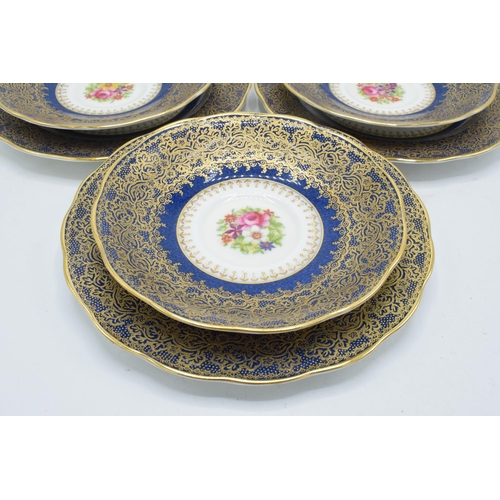 77 - George Jones Crescent China part tea set to include 6 cups, 6 saucers, 6 sides (6 trios), a sugar bo... 