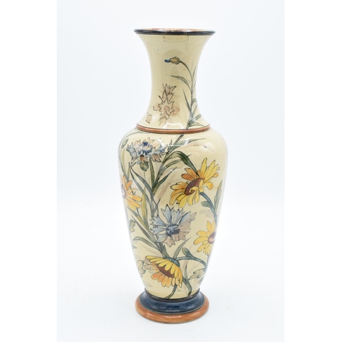 109 - 19th century Doulton Faience vase decorated with a floral design with impressed marks to base. 1878 ... 