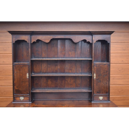 303 - Late 19th century oak dresser and rack of fine quality in the 18th century style of good proportions... 