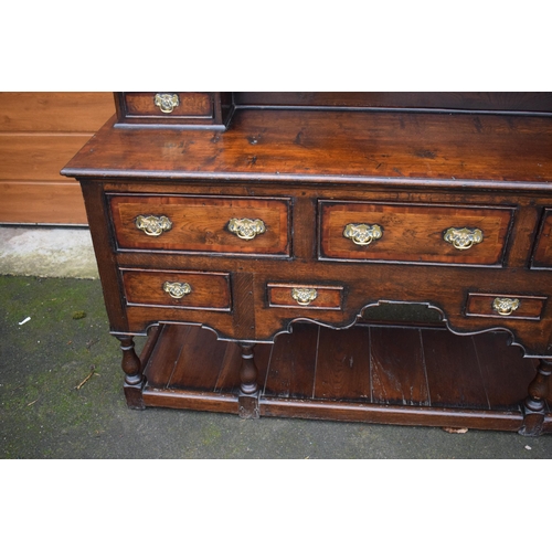 303 - Late 19th century oak dresser and rack of fine quality in the 18th century style of good proportions... 