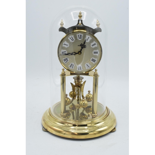 30 - A 20th century anniversary clock with dome made by Kieninger & Obergfell with key. Appears to be in ... 