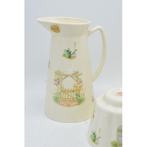 1 - A collection of Aynsley Edwardian Kitchen Garden items to include a tall jug, a milk churn and a jel... 