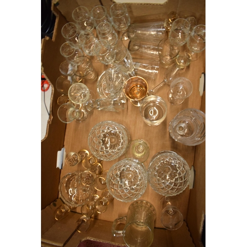 16A - A mixed collection of glassware to include cut glass and pressed glass such as tankards, wine glasse... 