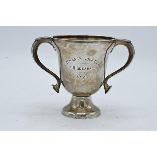 211 - A silver trophy, Sheffield 1931. 122.3 grams. Inscription to front 'Exchange Golf Cup T H Breakell 1... 