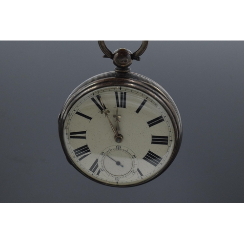 214 - A silver cased key-wind pocket watch. Untested.