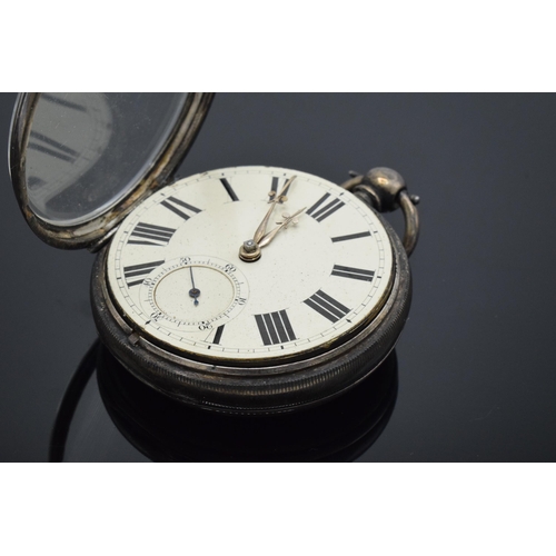 214 - A silver cased key-wind pocket watch. Untested.