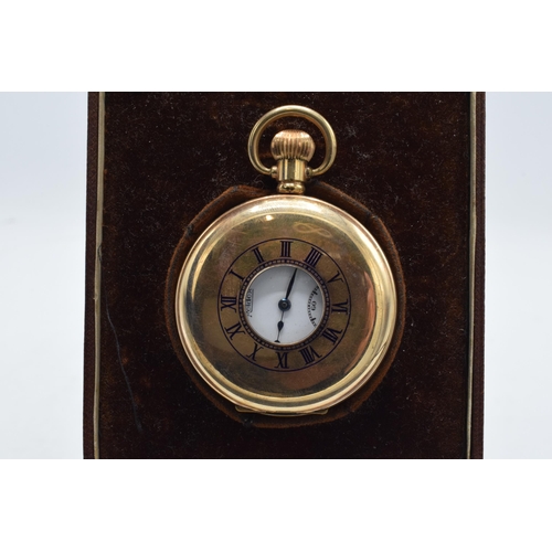 216 - A Roidor gold-plated half-hunter Swiss-made pocket watch with top-wind action. In ticking order thou... 