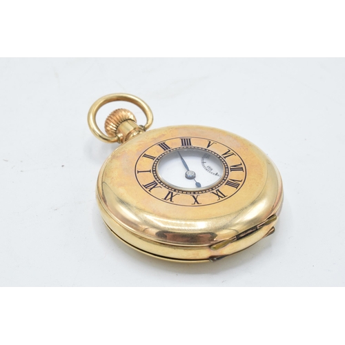 216 - A Roidor gold-plated half-hunter Swiss-made pocket watch with top-wind action. In ticking order thou... 