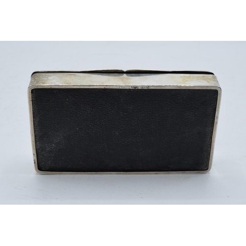 220 - A silver cigarette box with wooden lining. 14 x 8 x 3cm. In clean condition with some scratches and ... 