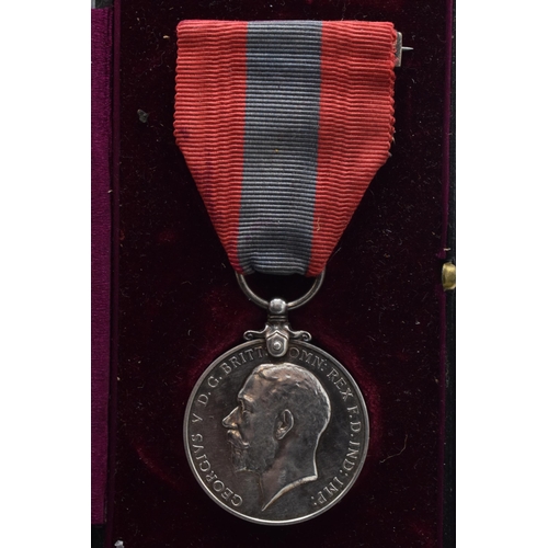 225 - A cased George V 'For Faithful Service' medal awarded to Harry Nicholas Hillier.