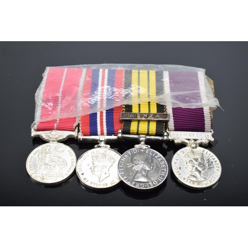 226 - A set of 4 miniature medals with ribbons to include Queen Elizabeth Kenya medal, QEII Regular Army m... 