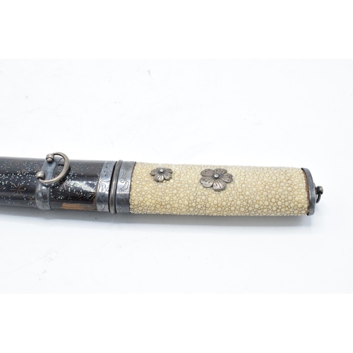 227 - A Japanese Tanto with shagreen handle and metal mounts. 29cm long. Length of blade 17cm.