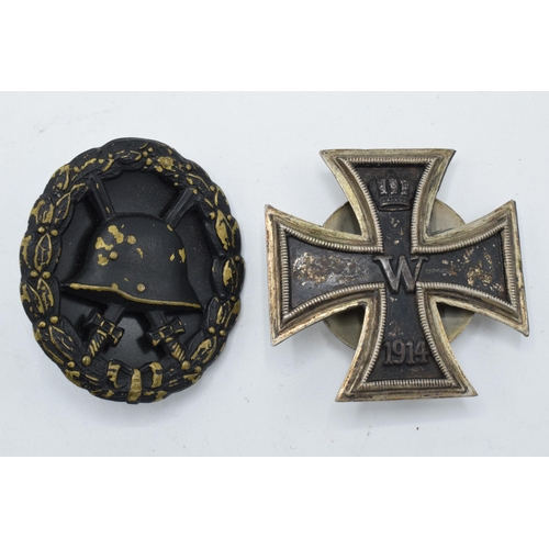 230 - German Army WW1 Iron Cross First Class 1914 marked 800 to reverse (lacking original screw pin) toget... 