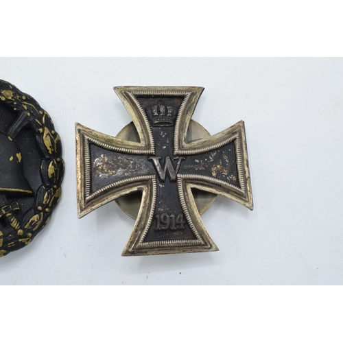 230 - German Army WW1 Iron Cross First Class 1914 marked 800 to reverse (lacking original screw pin) toget... 