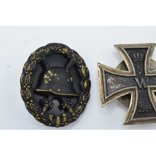 230 - German Army WW1 Iron Cross First Class 1914 marked 800 to reverse (lacking original screw pin) toget... 