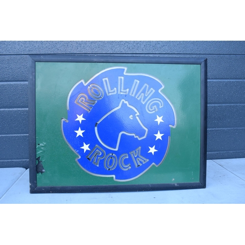 234 - A late 20th century Rolling Rock beer neon advertising sign. 63 x 48cm. NO POSTAGE.