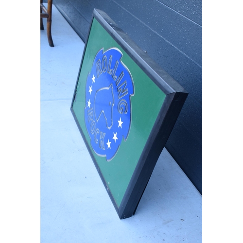 234 - A late 20th century Rolling Rock beer neon advertising sign. 63 x 48cm. NO POSTAGE.