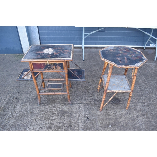 236 - A pair of Chinese items of furniture made with bamboo and lacquer finish to include a folding table ... 