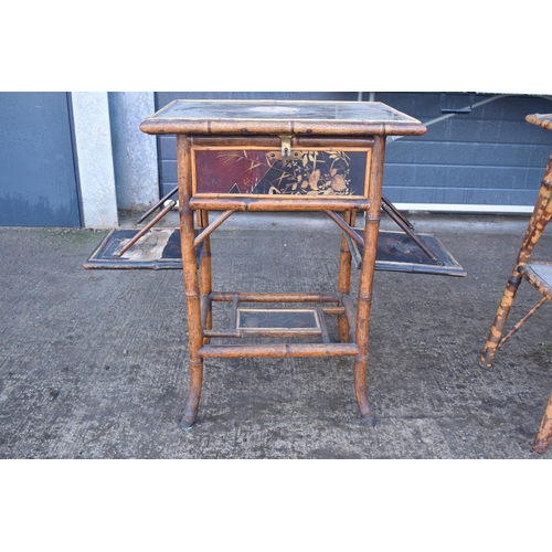 236 - A pair of Chinese items of furniture made with bamboo and lacquer finish to include a folding table ... 