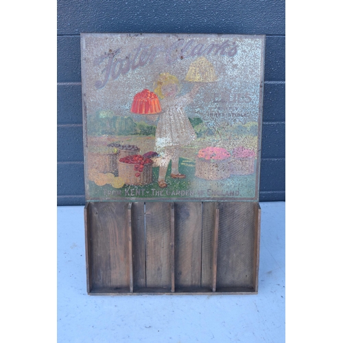 237 - A vintage enamel and wooden Foster Clark's Jellies shop display. 57cm tall. Barn find.