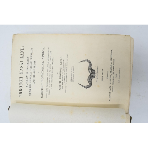 254 - Hardback book: 'Through Masai Lane' by Joseph Thomson FRGS. 2nd edition 1885 with tissue guard to fr... 