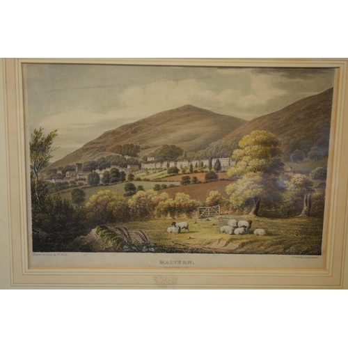 260 - A framed antique print of Malvern from the link 'Drawn on Stone' by W Wood. 40 x 34cm inc frame.