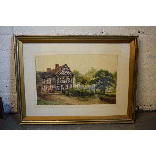 262 - A framed watercolour of Audley Old Hall by John Thorley, signed in bottom left corner. 66 x 49cm inc... 