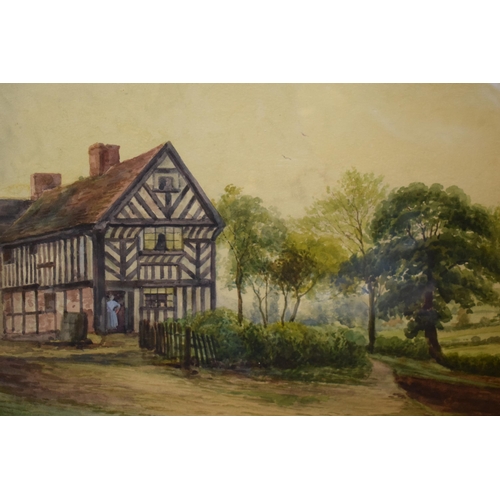 262 - A framed watercolour of Audley Old Hall by John Thorley, signed in bottom left corner. 66 x 49cm inc... 