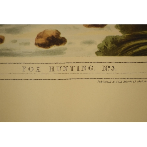 279 - A framed country scenes print of Fox Hunting No.3 - La Chasse au Renard. 58 x 47cm inc frame. In goo... 