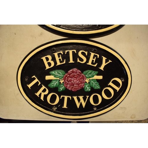 282 - A pair of cast metal name plaques 'Betsey Trotwood' which originally came off a narrow boat but have... 