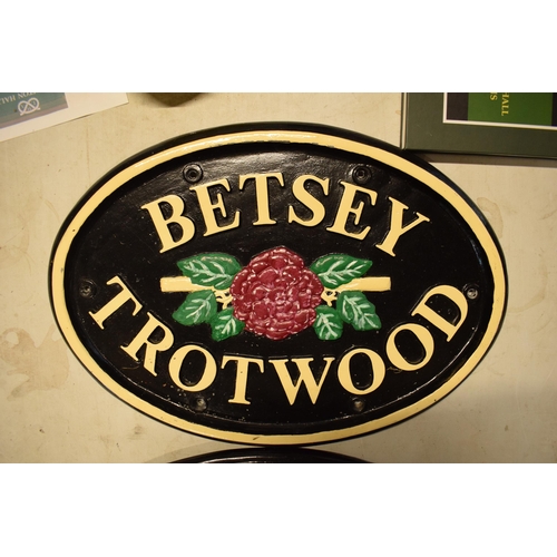 282 - A pair of cast metal name plaques 'Betsey Trotwood' which originally came off a narrow boat but have... 