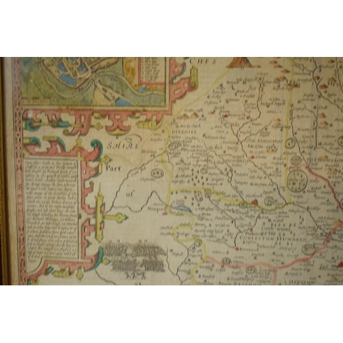 284 - John Speed hand coloured county map of Stafford 'Both Countie and Towne with the ancient citie of Li... 