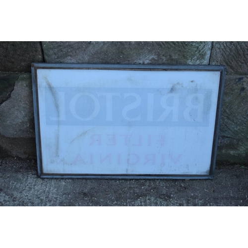 316 - A vintage glass advertising sign of rectangular form for Bristol Filter Virginia in a painted wooden... 