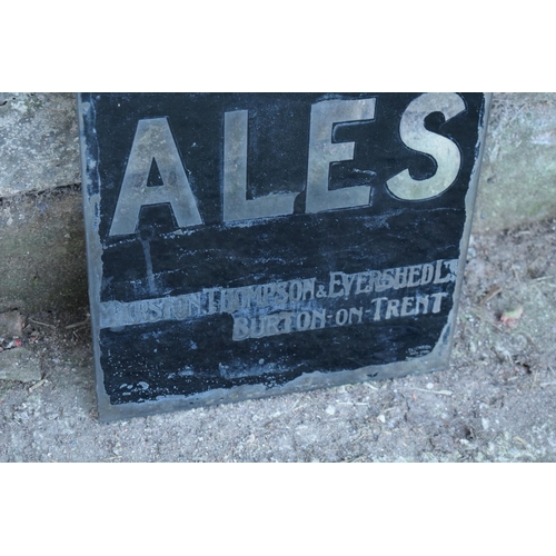 317 - A vintage glass advertising sign of rectangular form for Marston's Burton Ales. 69 x 30cm. No postag... 